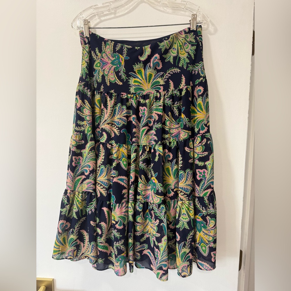 Chaps Women's Maxi Skirt - Navy with Multicolor Paisley